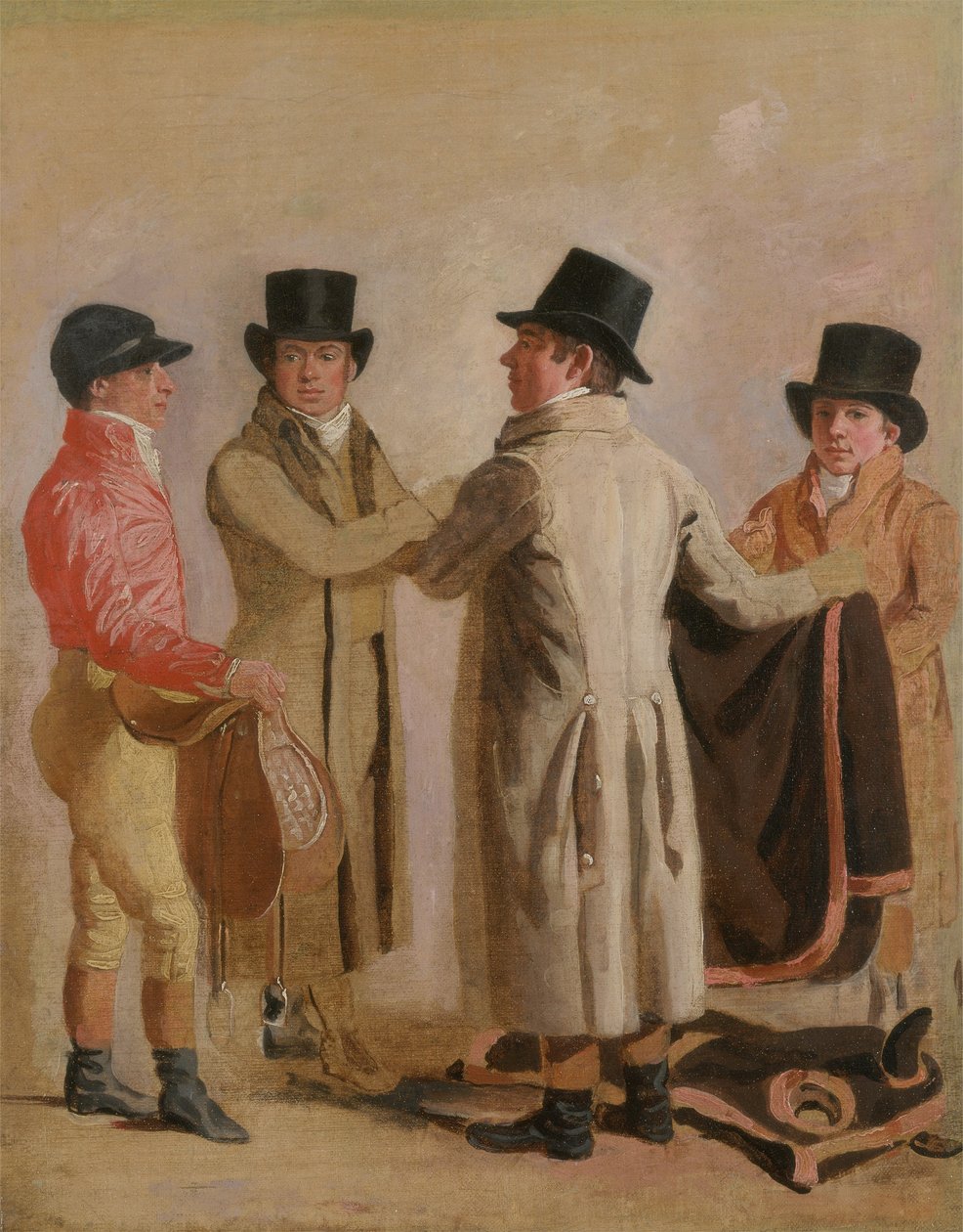 Frank Buckle, John Wastel, Robert Robson and a Stable Lad (olja på duk) av Benjamin Marshall