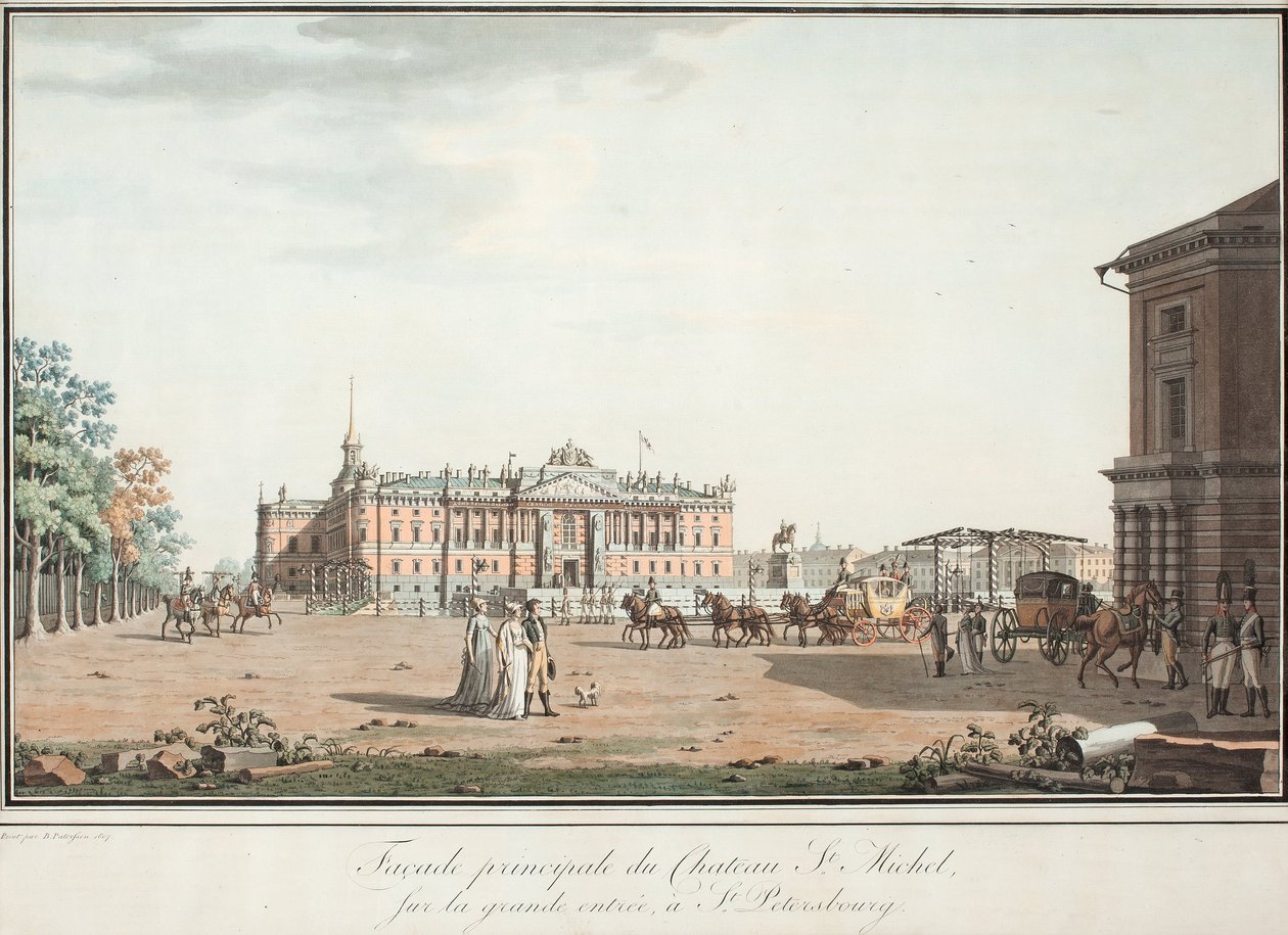 Utsikt över Michael Palace och Connetable Square i St. Petersburg, 1800 av Benjamin Paterssen