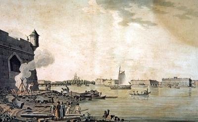 Utsikt över marmorpalatset, tagen från sidan av Peter och Paul-fästningen, Sankt Petersburg av Benjamin Patersson