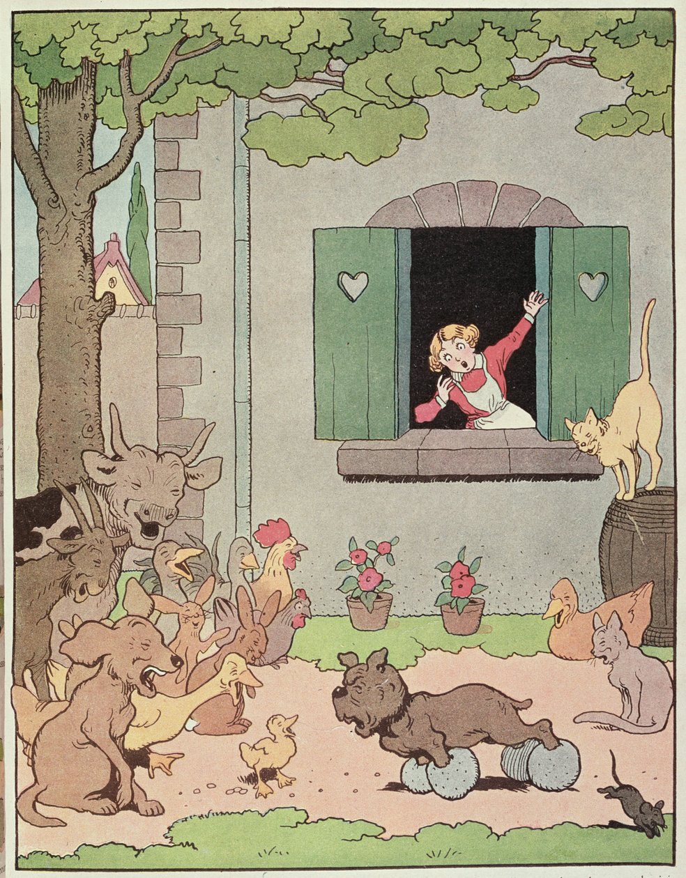 Gårdsgårdsdjuren gläds åt Grognards obehag, illustration för 