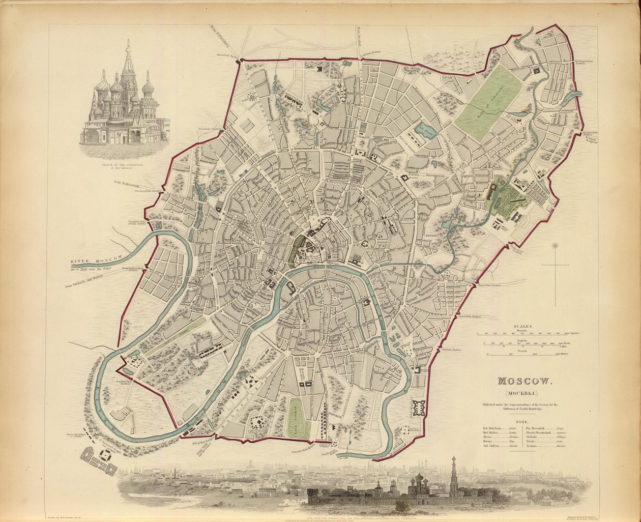 Plan över Moskva, 1836. av Benjamin Rees Davies