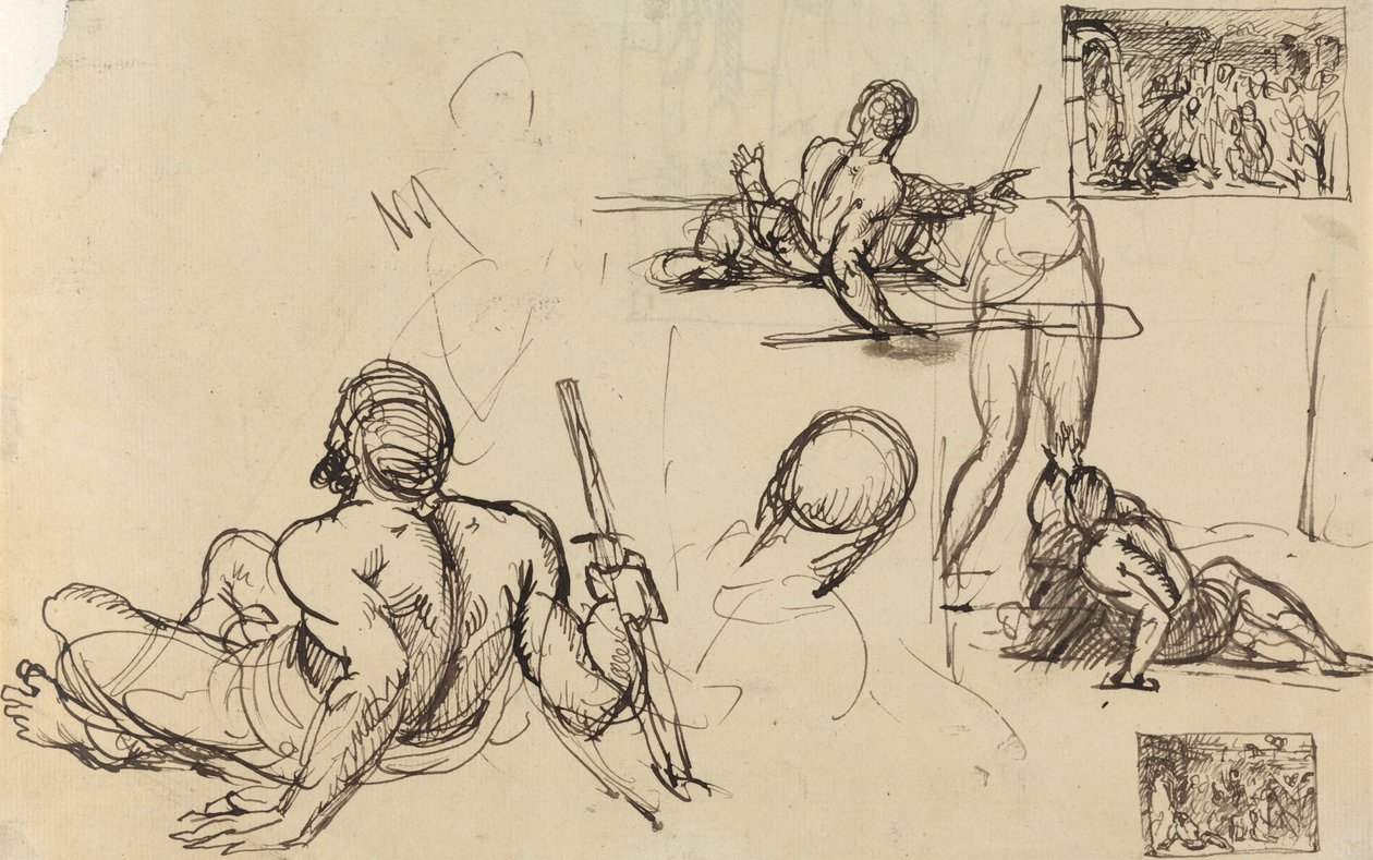 Figurstudier av en man som reser sig från marken av Benjamin Robert Haydon