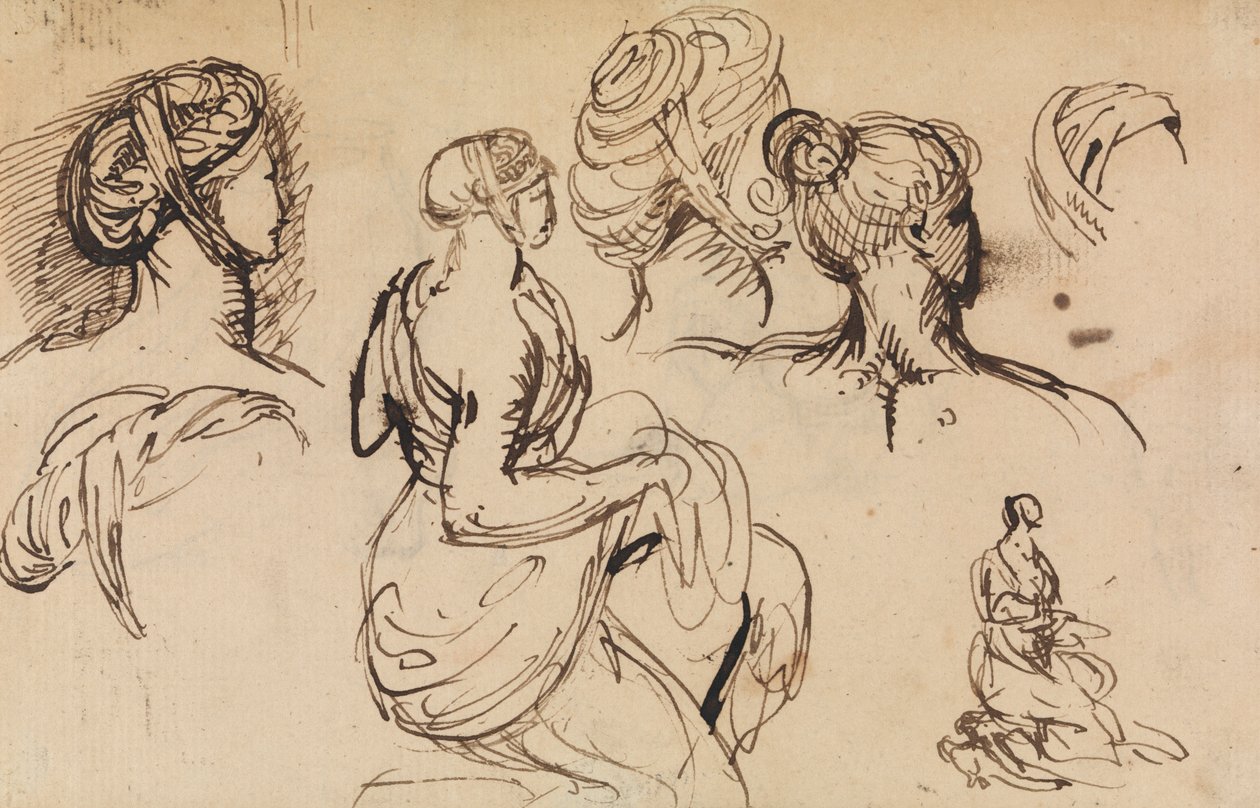Figurstudie av kvinnor och deras frisyrer av Benjamin Robert Haydon