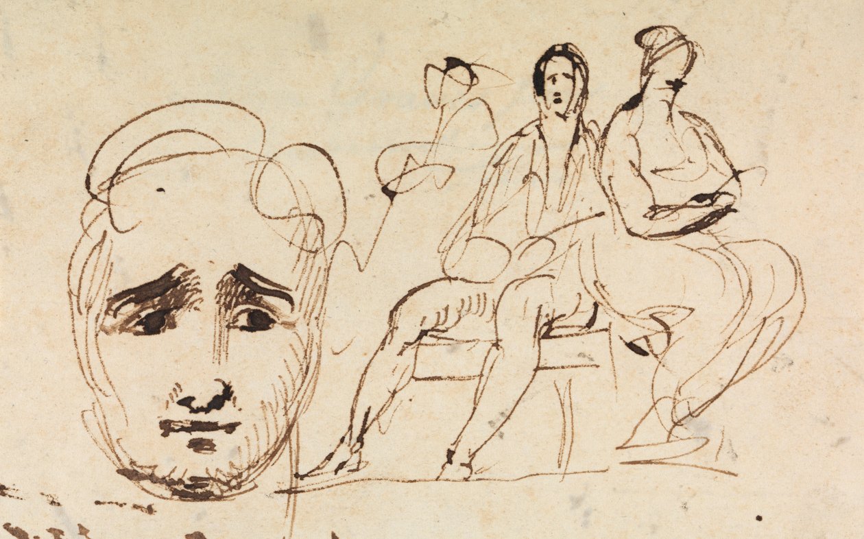 Porträttskiss och sittande figurer av Benjamin Robert Haydon