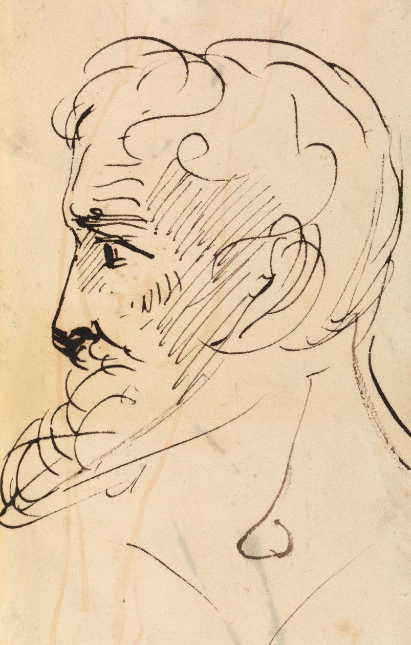 Porträttstudie, av en mans profil av Benjamin Robert Haydon
