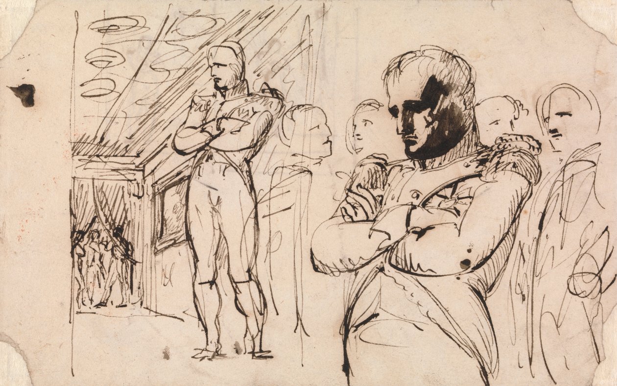 Studier av Napoleon, armarna korsade, med andra figurer av Benjamin Robert Haydon