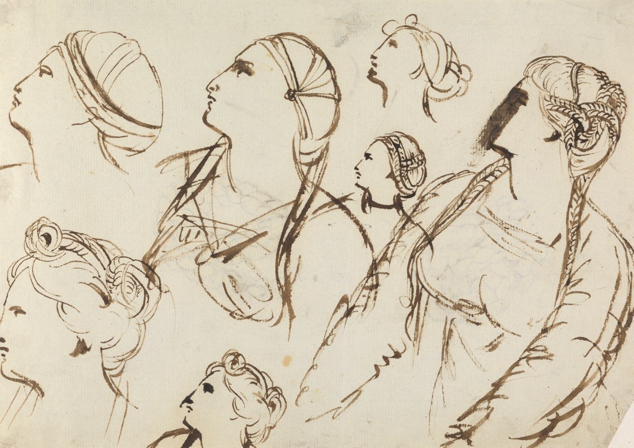 Studie av kvinnors frisyrer av Benjamin Robert Haydon