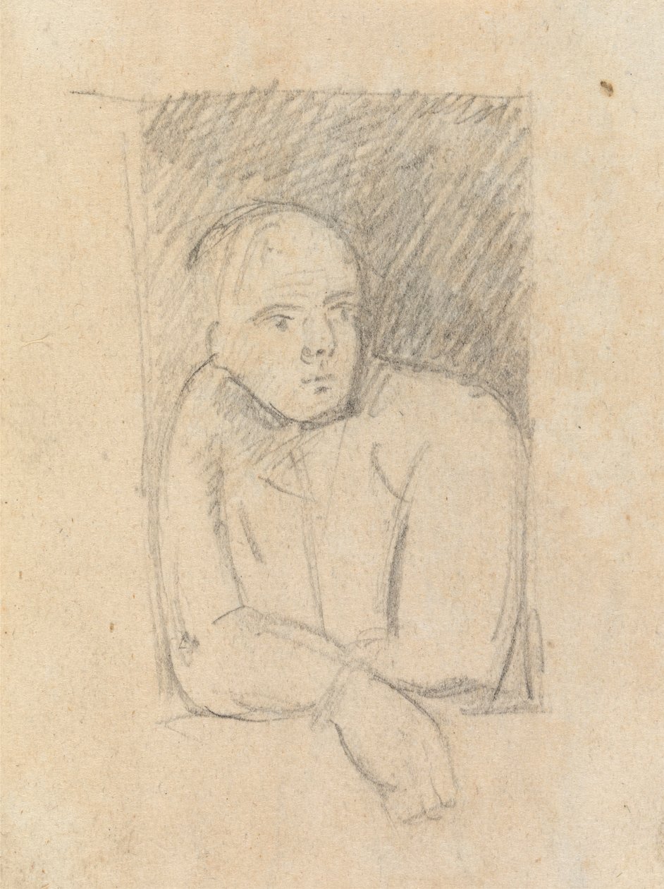 Studie av en figur som lutar sig ut genom ett fönster av Benjamin Robert Haydon