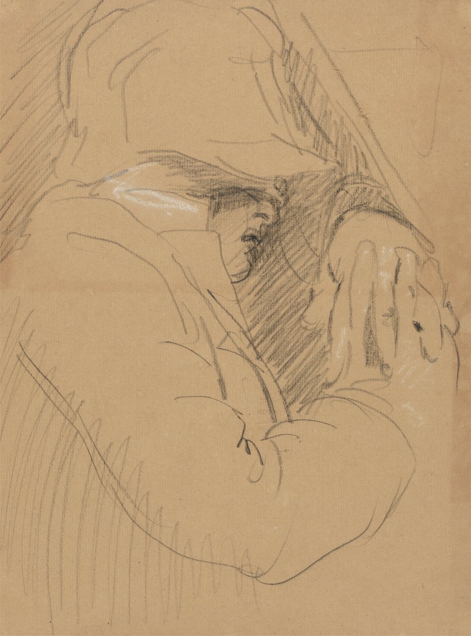 Studie av en sovande man, med hatt och knäppta händer av Benjamin Robert Haydon