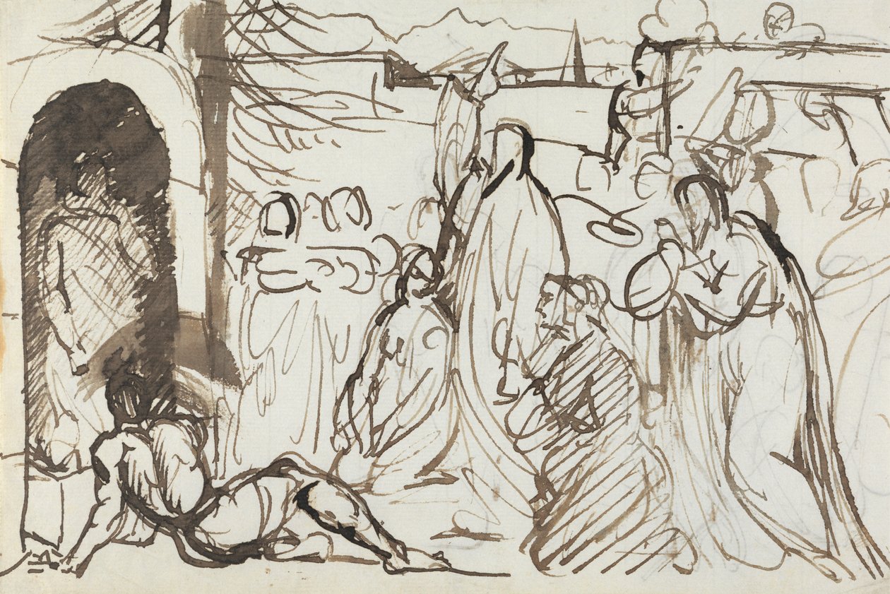 Studie av Lasarus uppståndelse av Benjamin Robert Haydon