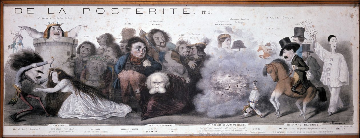 Le grand chemin de la postity: representation av tragedi och komedi (Dorval, etc...) - Litografi av Benjamin Roubaud, Maison de Balzac, Paris av Benjamin Roubaud