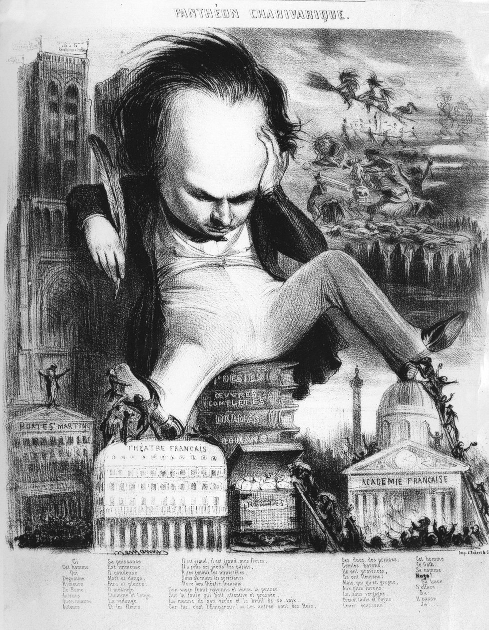 Victor Hugo (1802 - 1885), fransk författare, karikatyr av Benjamin. av Benjamin Roubaud