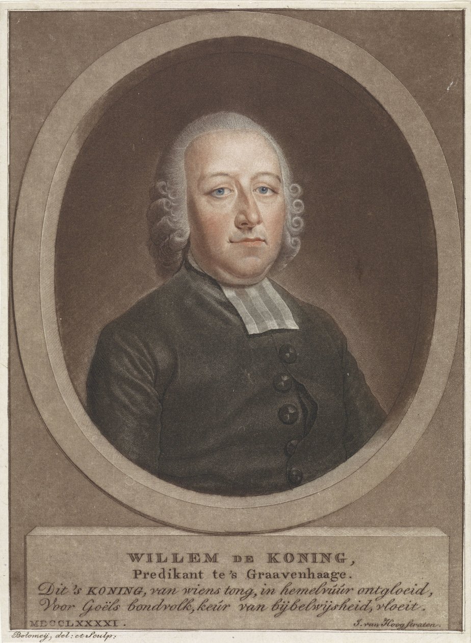 Porträtt av pastor Willem de Koning av Benjamin Samuel Bolomey