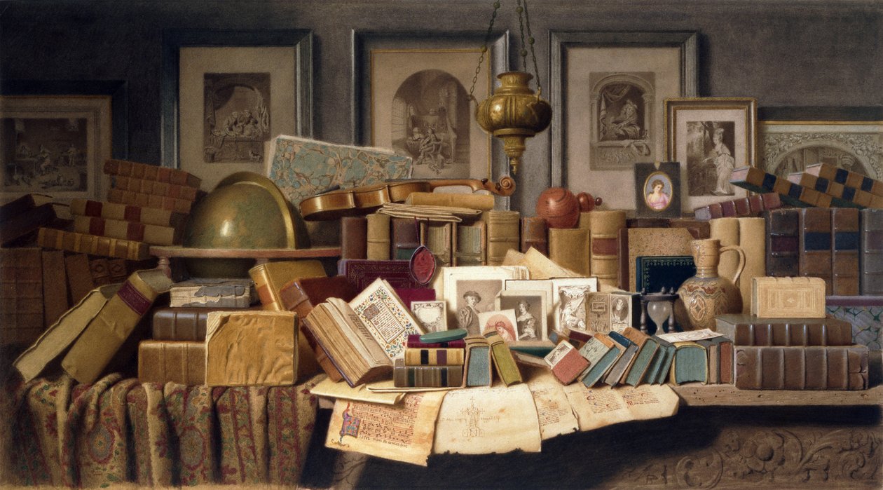 A Connoisseurs Corner (penna och akvarell) av Benjamin Walter Spiers