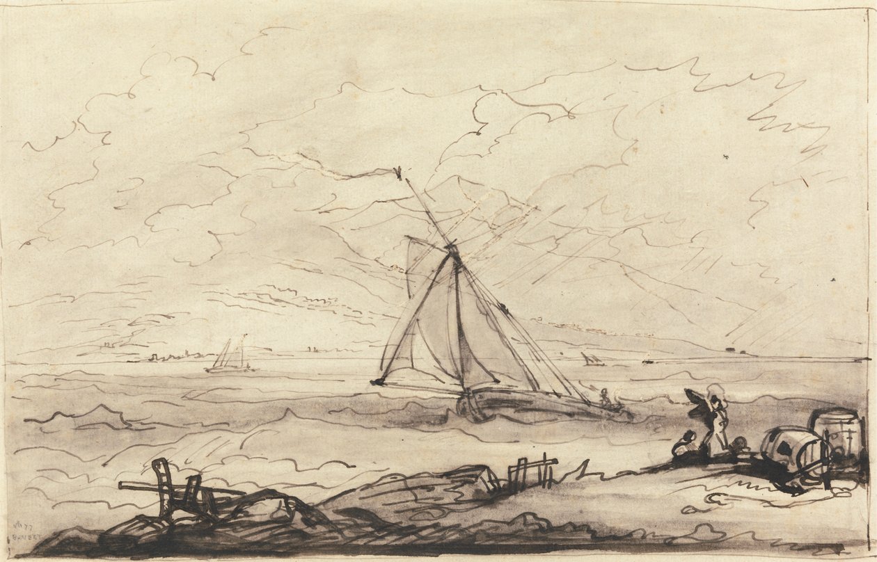 En squall utanför en bergig kust av Benjamin West