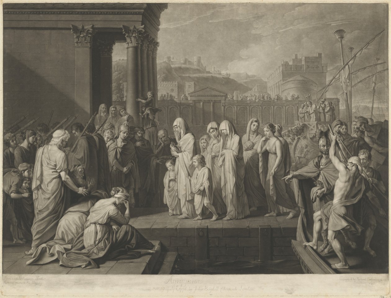 Agrippina landstiger i Brindisi med Germanicus aska av Benjamin West