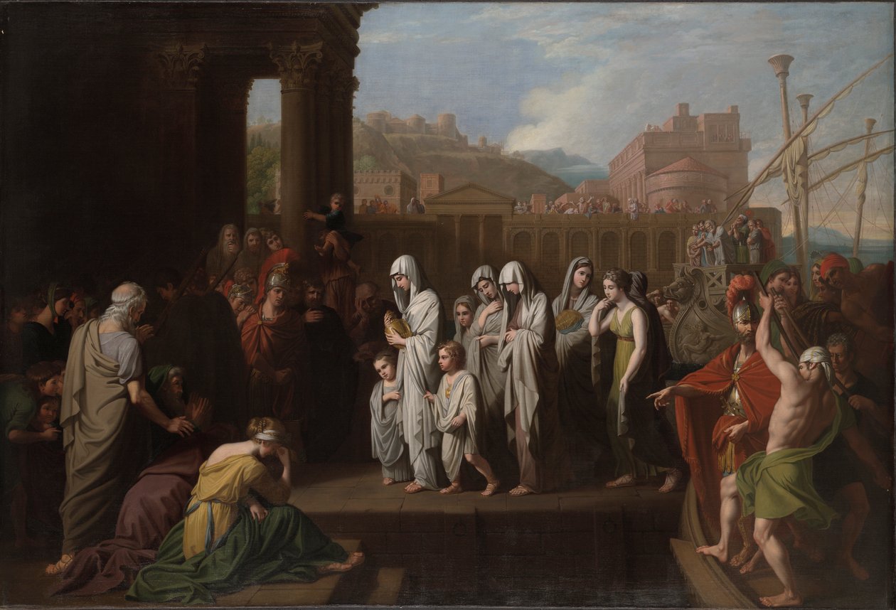 Agrippina landar vid Brundisium med Germanicus aska av Benjamin West