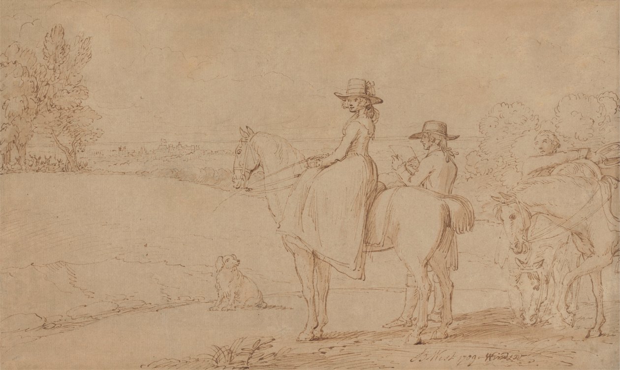 En konstnär som skissar i Windsor Park av Benjamin West