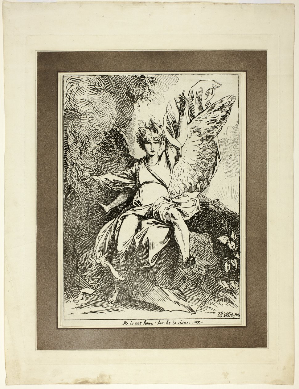 Uppståndelsens ängel, från första numret av Specimens of Polyautography av Benjamin West