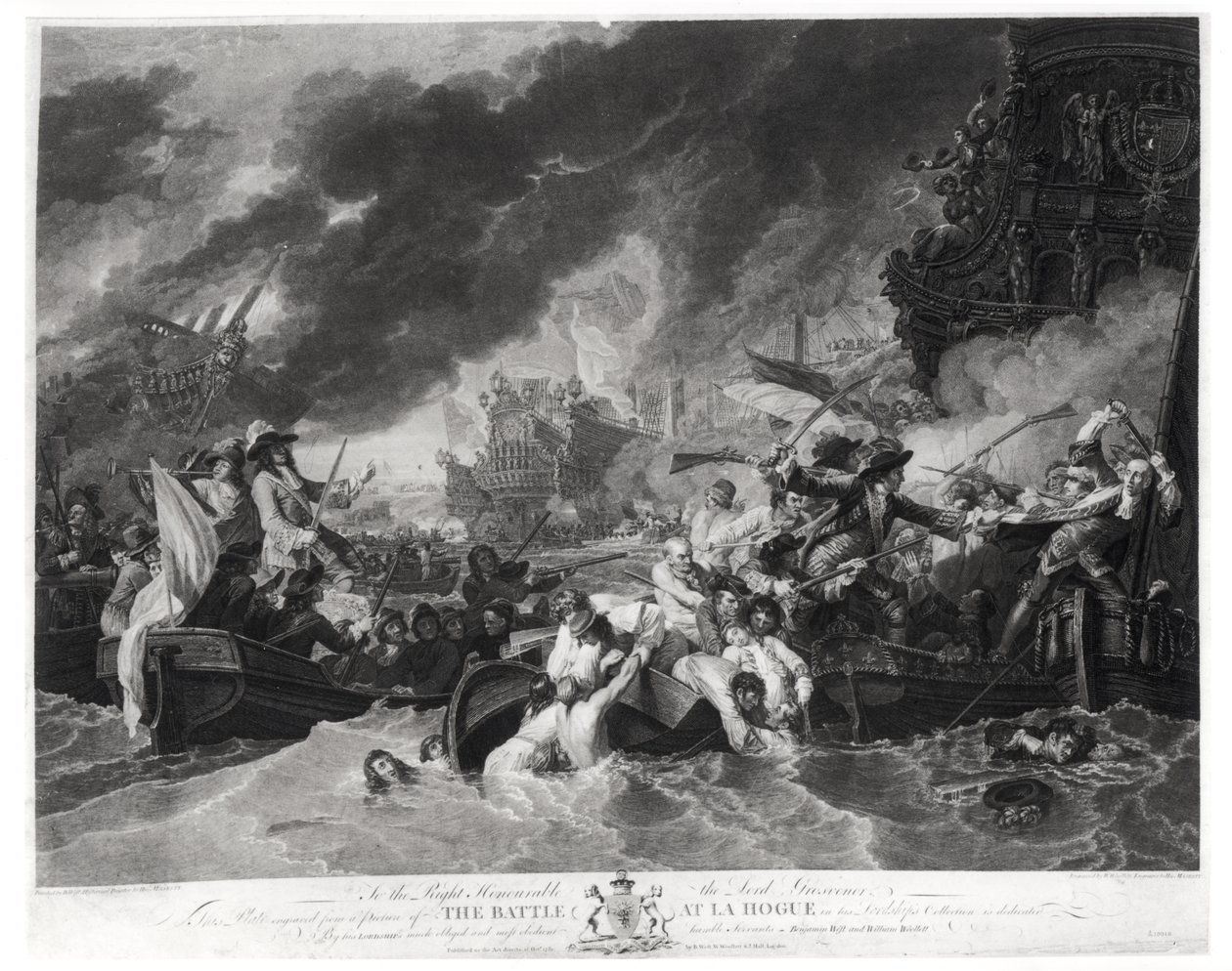 Slaget vid Haag, 29 maj 1692, graverad av William Woollett (1735-85) 1781 (akvatint) av Benjamin West