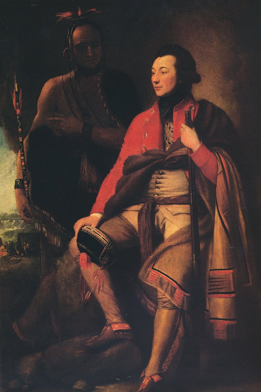 Överste Guy Johnson och Karonghyontye kapten David Hill, 1776 av Benjamin West