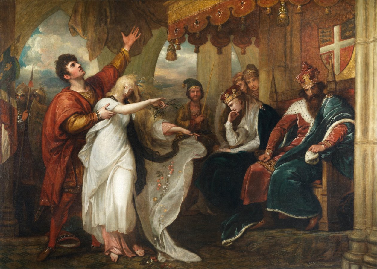 Hamlet- Akt IV, Scen V (Ophelia Before the King and Queen) av Benjamin West
