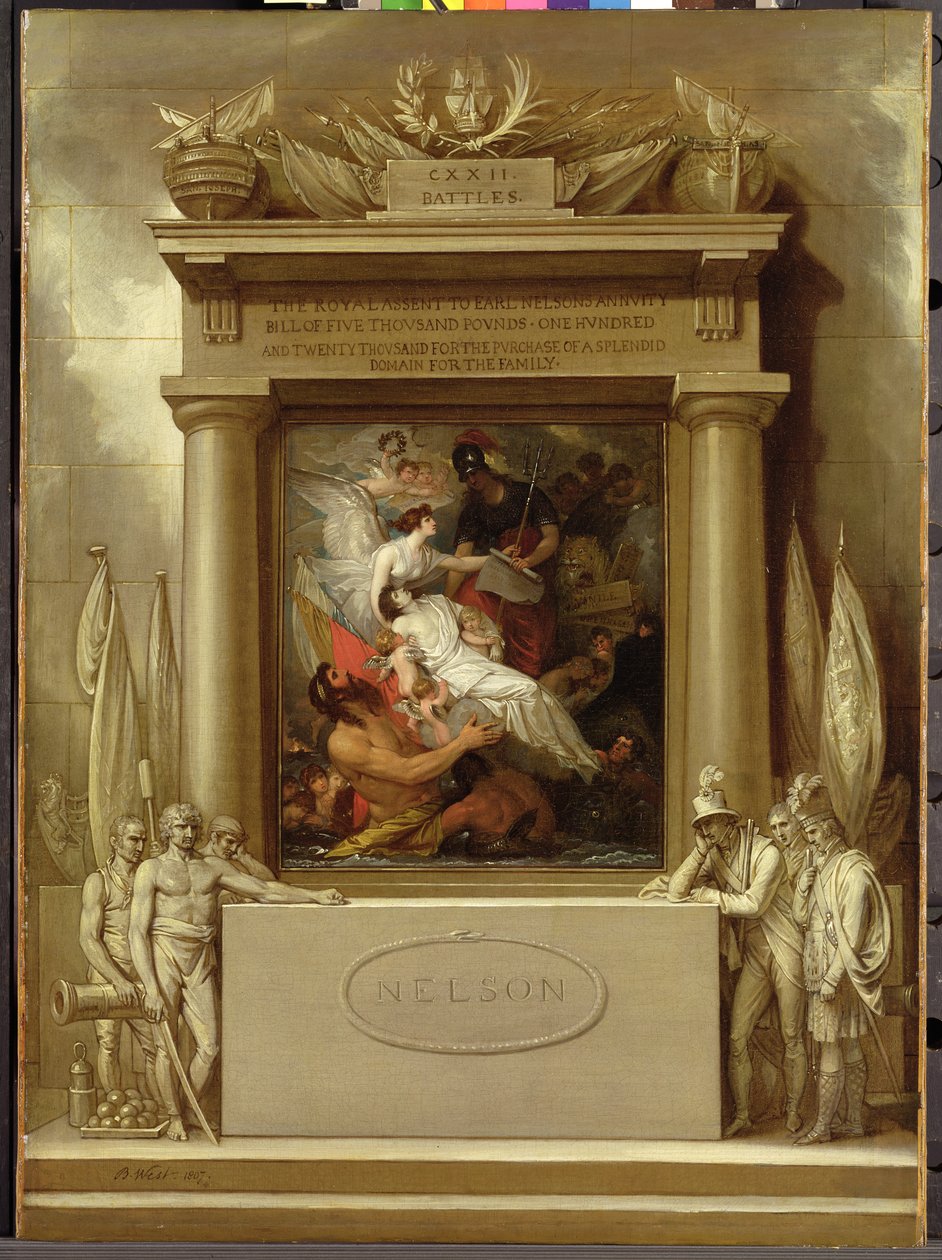 Projekt för ett monument, "The Apotheosis of Nelson" av Benjamin West