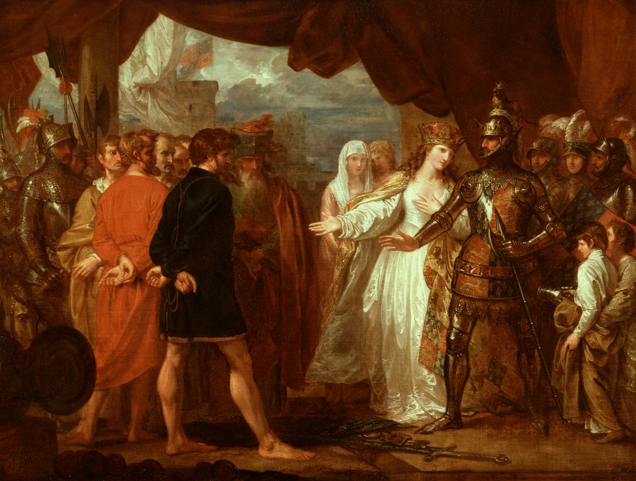 Drottning Philippa går i förbön för borgarna i Calais, 1788 av Benjamin West