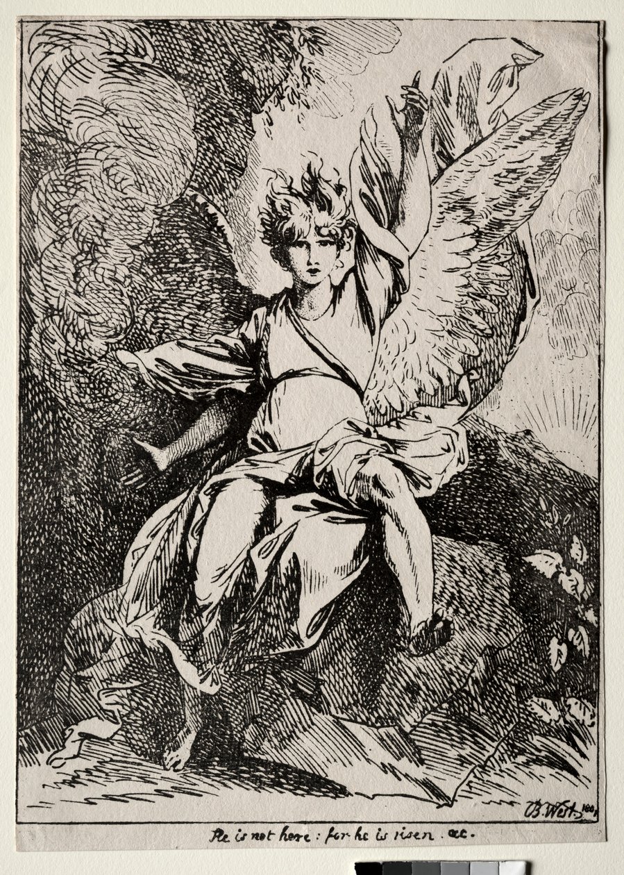 Exemplar av polyautografi: Ängeln vid Kristi grav, 1801. av Benjamin West