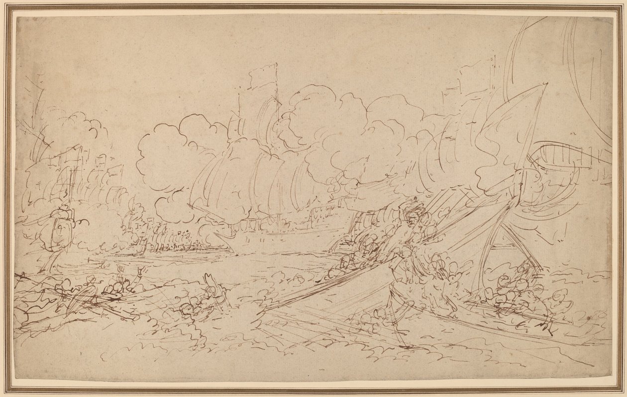 Studie för Slaget vid La Hogue [recto] av Benjamin West