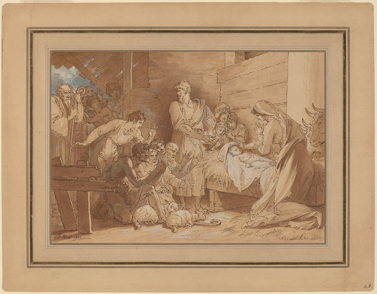 Tillbedjan av herdarna av Benjamin West
