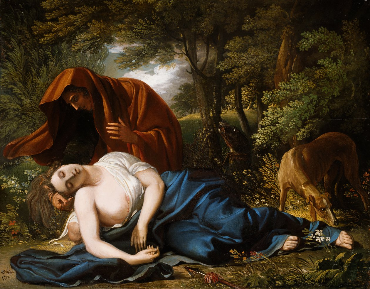 Procris död, 1770, retuscherad 1803. av Benjamin West
