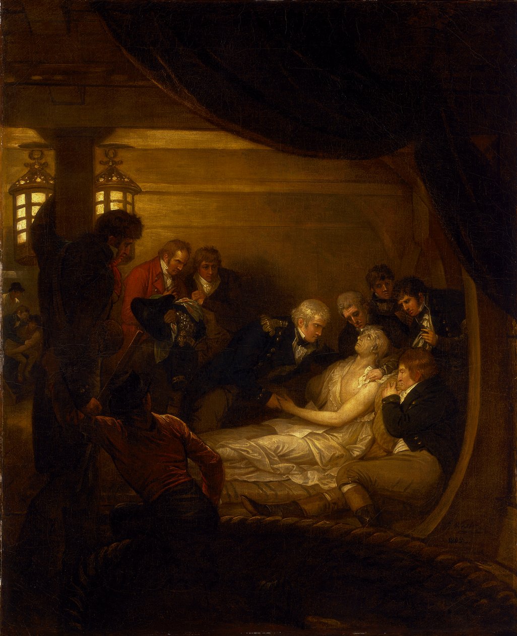 Lord Nelsons död i cockpiten på fartyget "Victory av Benjamin West