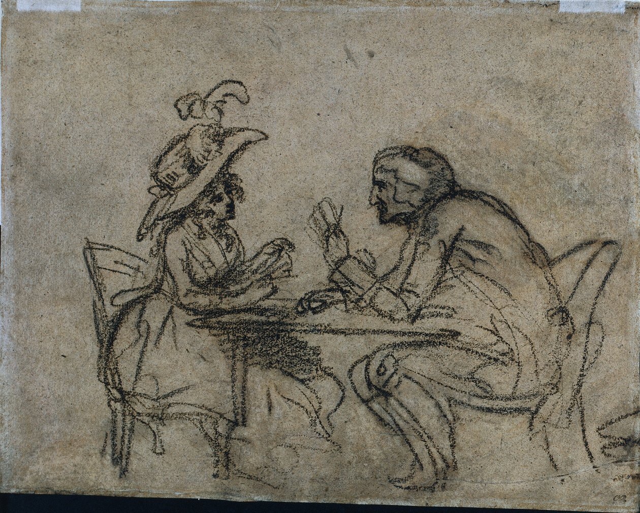 Kvinna och man som spelar kort (verso) av Benjamin West