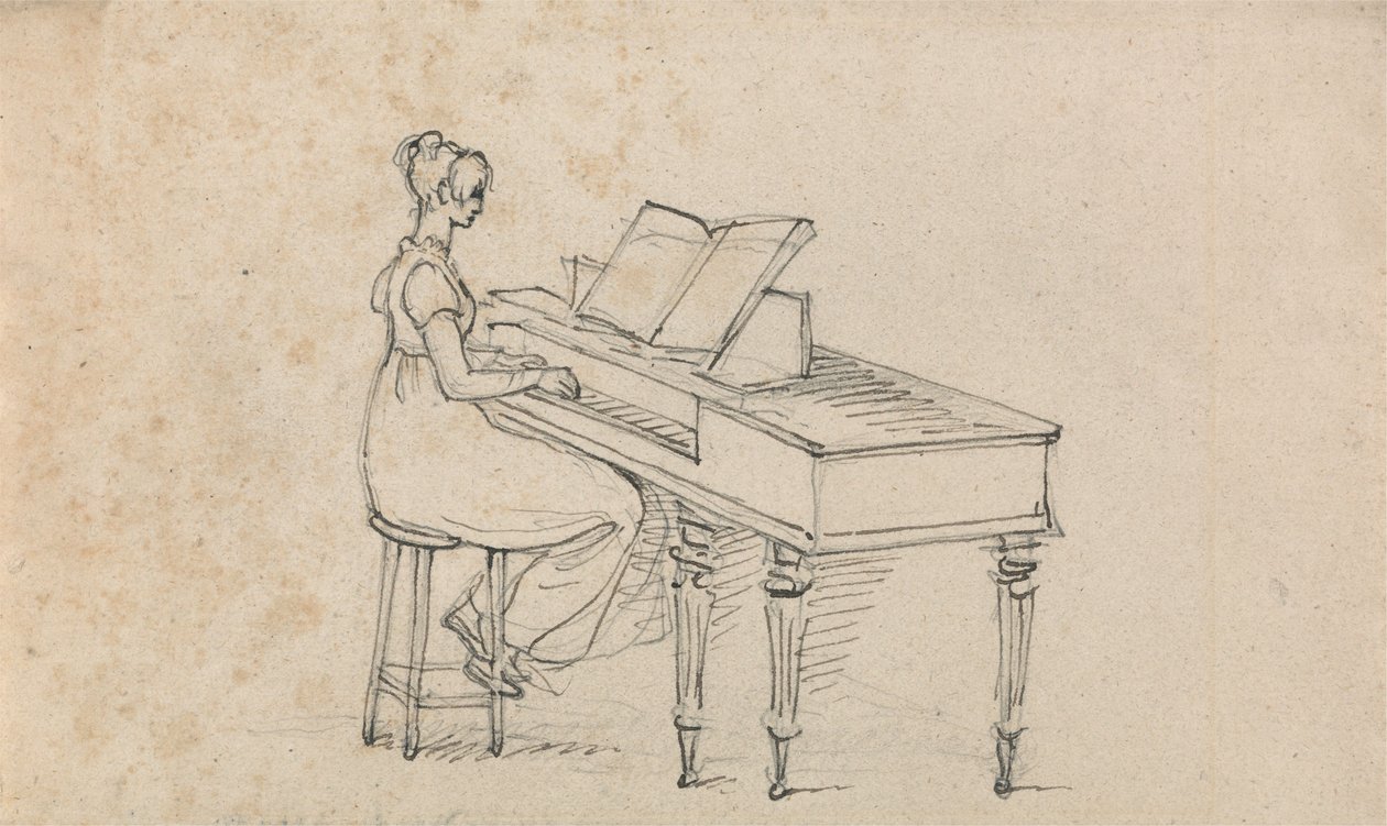 Kvinna vid ett fyrkantigt piano av Benjamin West