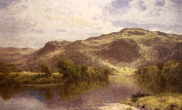 En stilla pool vid floden Conway, Church Pool, nedanför Betws-y-Coed av Benjamin Williams Leader