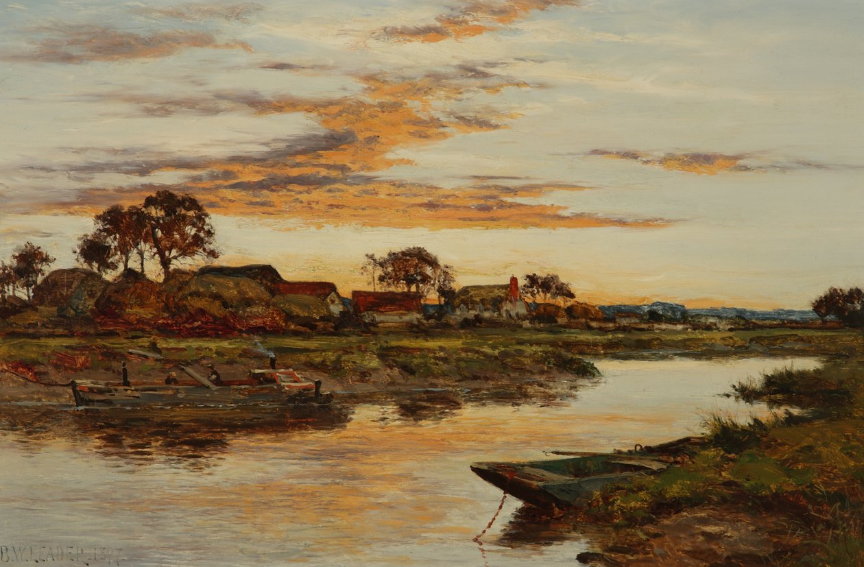 Kväll på Severn, 1897 av Benjamin Williams Leader