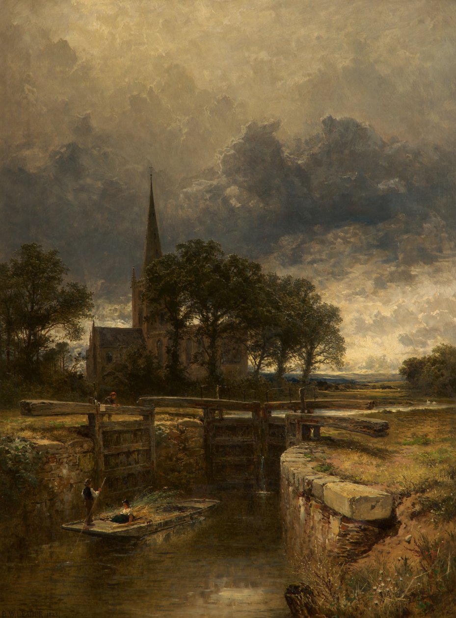 Stratford-on-Avon Church and Lock av Benjamin Williams Leader