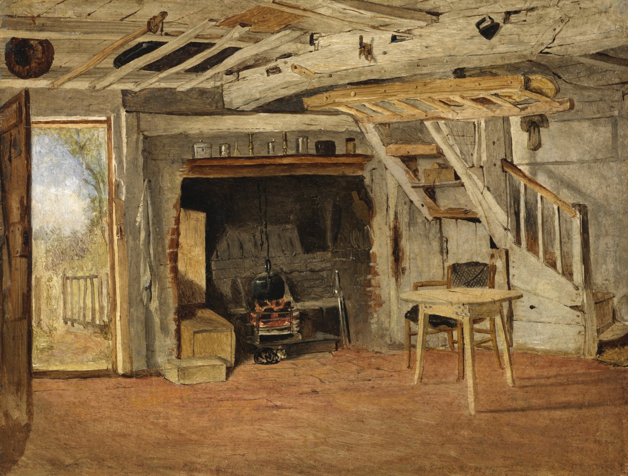 Studie av en stuga interiör, c.1869 av Benjamin Williams Leader