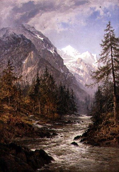The Sheum från Rosenlaui (olja på duk) av Benjamin Williams Leader