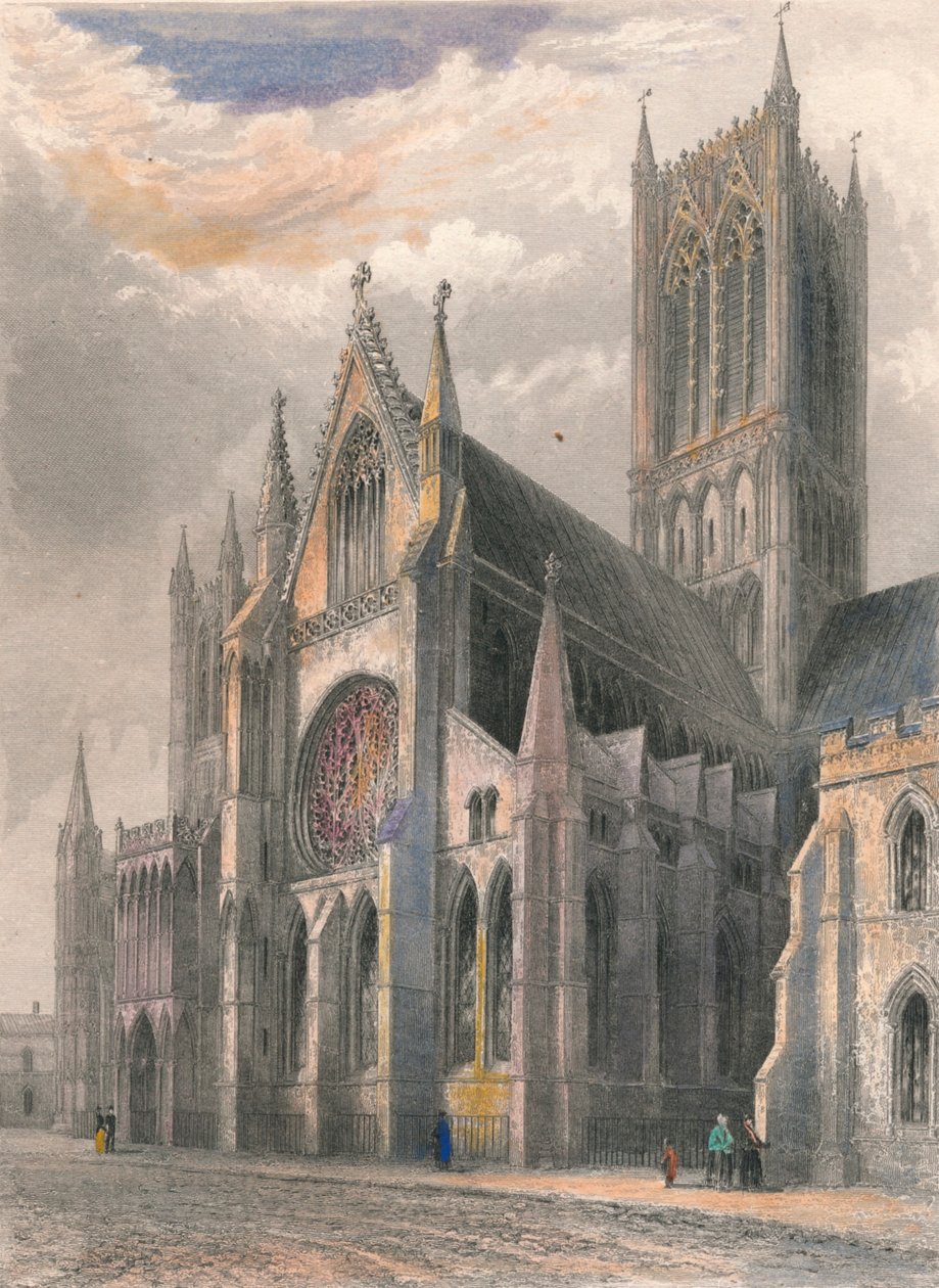 Lincoln Cathedral - Utsikt över södra transeptet och centraltornet, 1836 av Benjamin Winkles