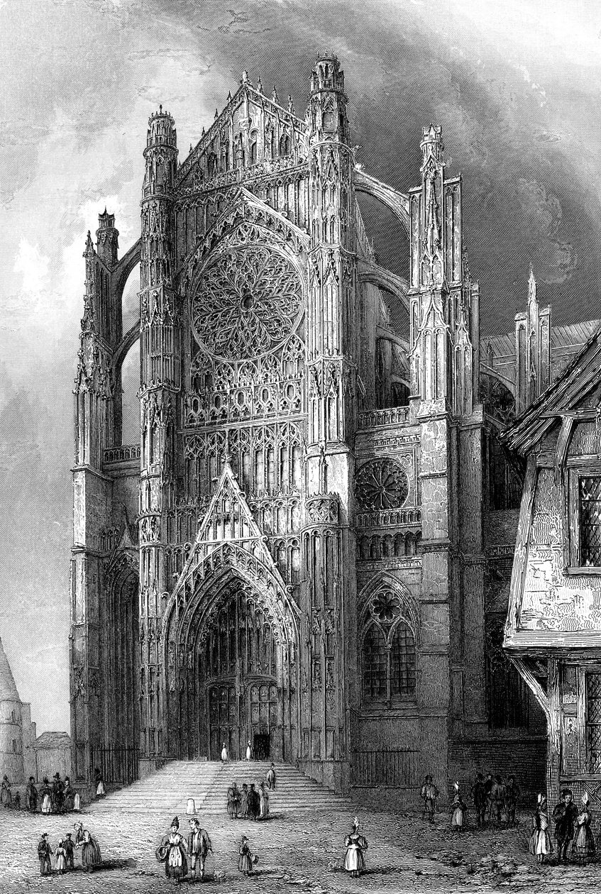 Beauvais-katedralens södra tvärskepp, Frankrike, 1836. av Benjamin Winkles