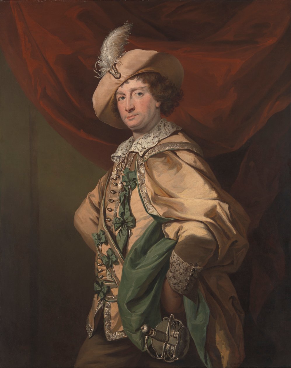 Henry Woodward som Petruchio i Catherine and Petruchio, en version av Garrick av "The Taming of the Shrew" av Benjamin van der Gucht