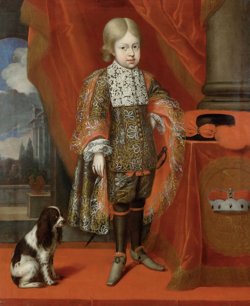 Den blivande kejsaren Joseph I 1678-1711 vid sex års ålder med en hund, 1684, 1684 av Benjamin von Block