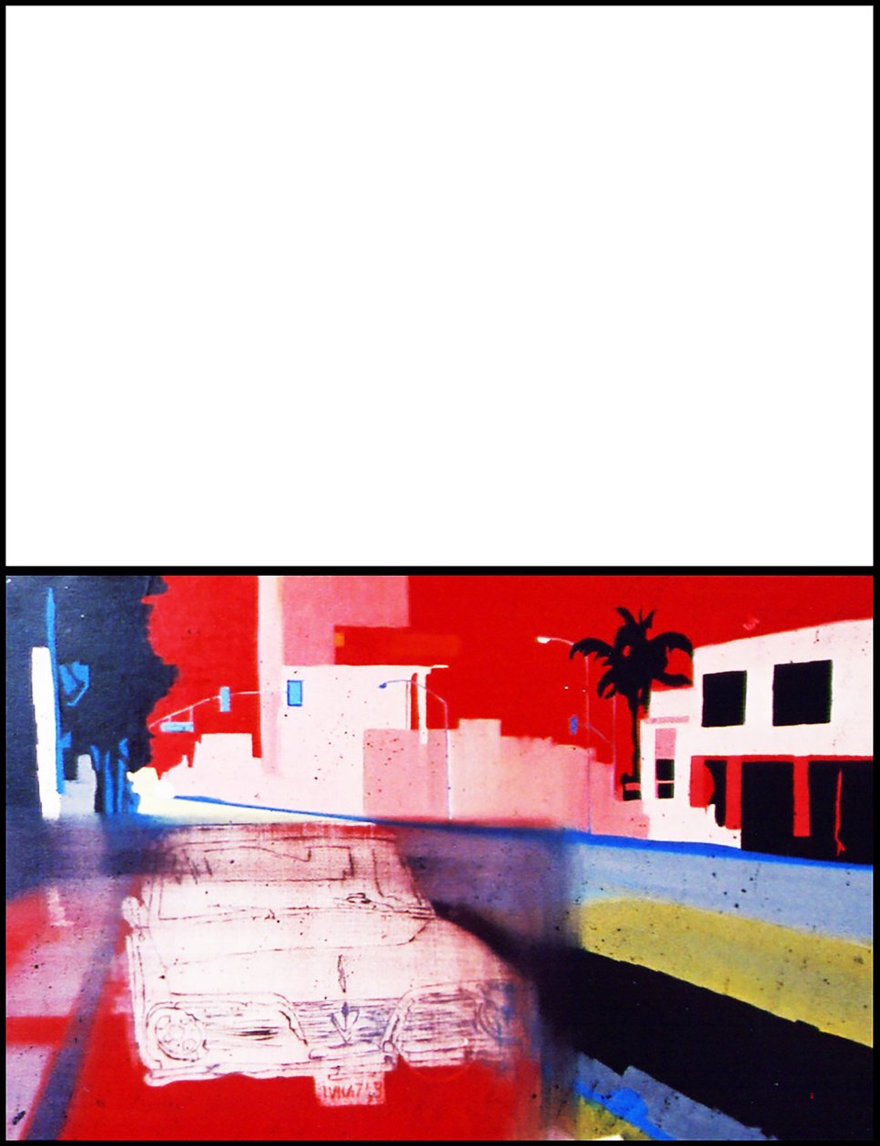 Californian car on californian strip, 2003 (olja på 2 juxtaponerade dukar) av Benoit Erwann Boucherot