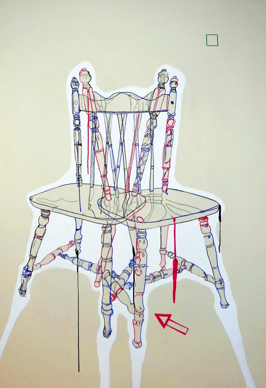 Chaise manifeste, 2023 (olja och akryl på blandad duk) av Benoit Erwann Boucherot