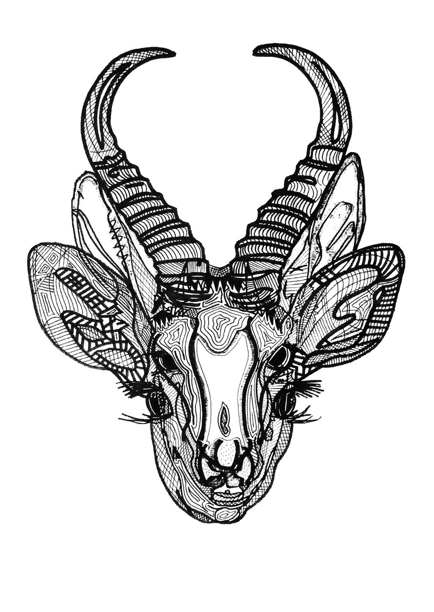 Double biche, 2019 (tusch på papper) av Benoit Erwann Boucherot