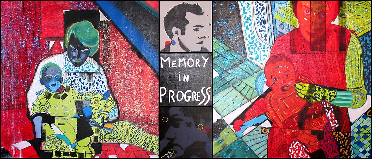 Memory in progress, 2001 (olja och akryl på 5 juxtaponerade dukar) av Benoit Erwann Boucherot
