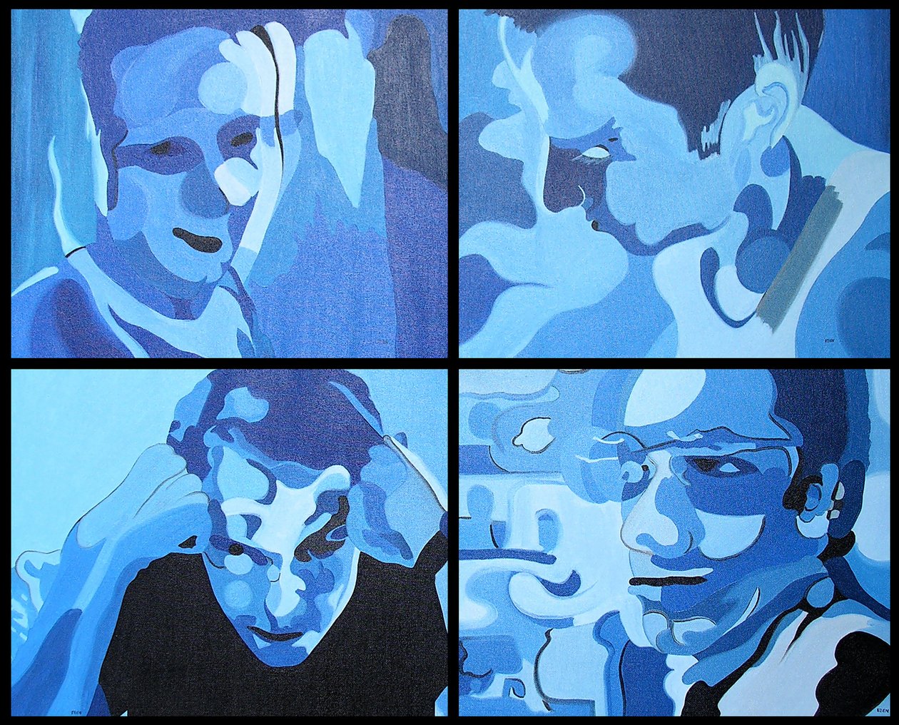 Mission to Mars, 2003 (olja på 4 juxtaponerade dukar) av Benoit Erwann Boucherot