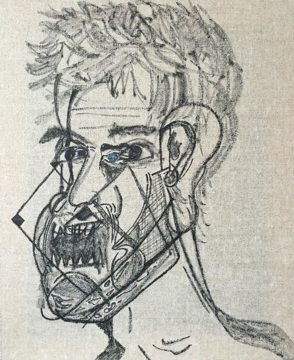 Surautoportrait main levée, 2017 (olja på duk) av Benoit Erwann Boucherot